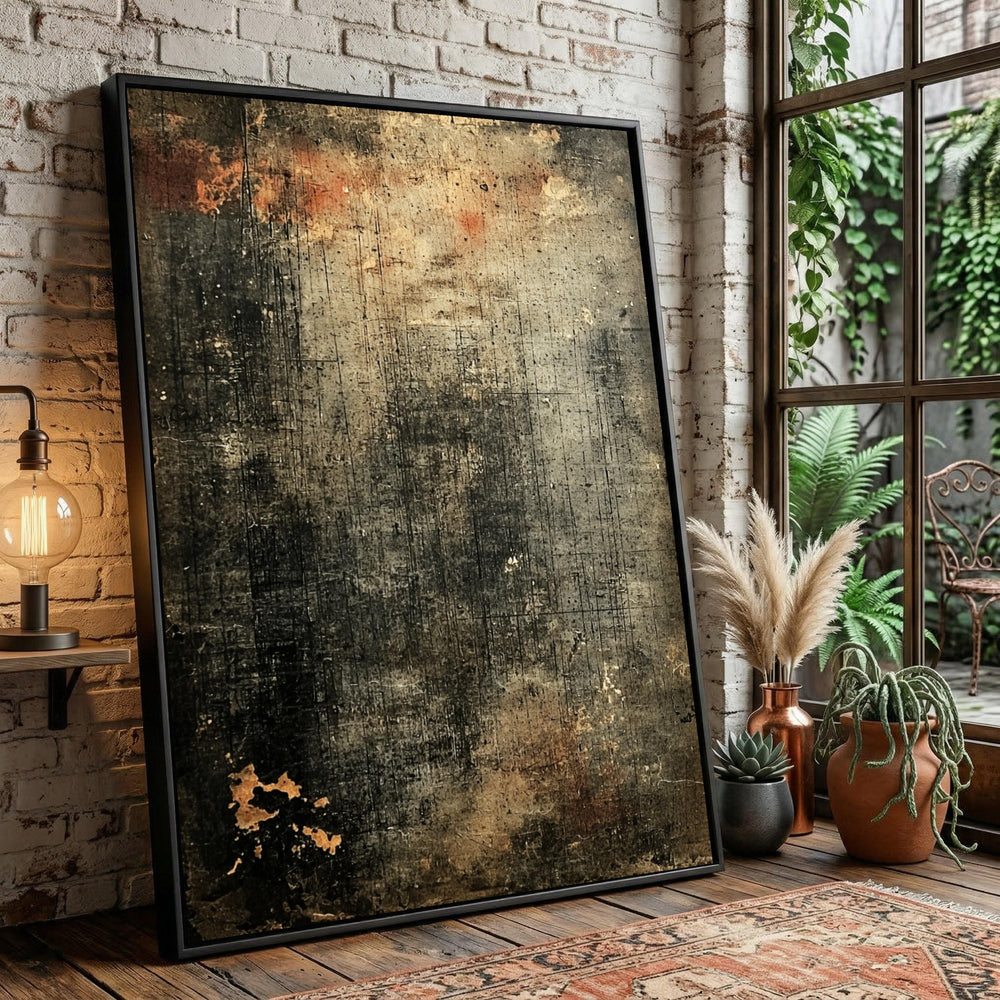 Vintage Grunge Abstract Canvas, Distressed Industrial Wall Art, Urban Style Decor