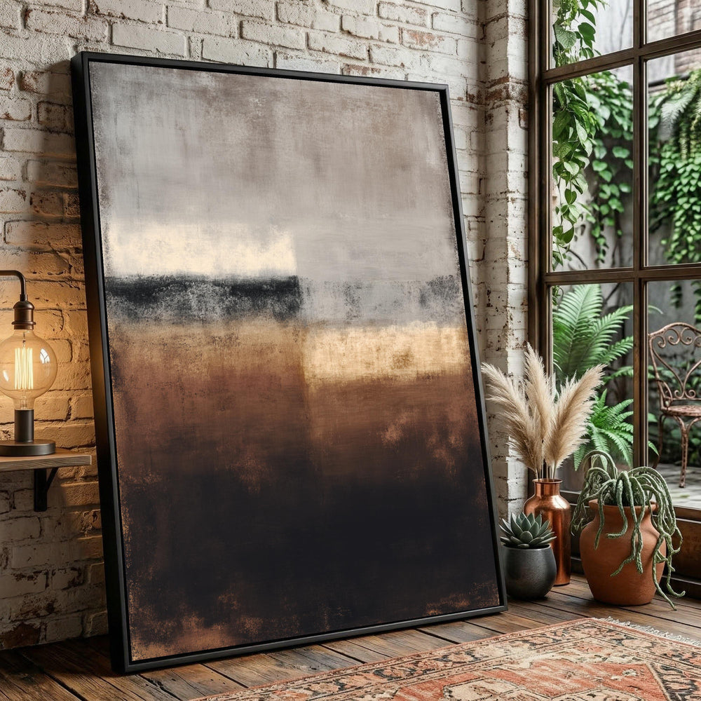Earth Tones Abstract Canvas Wall Art, Modern Neutral Painting, Rustic Home Decor