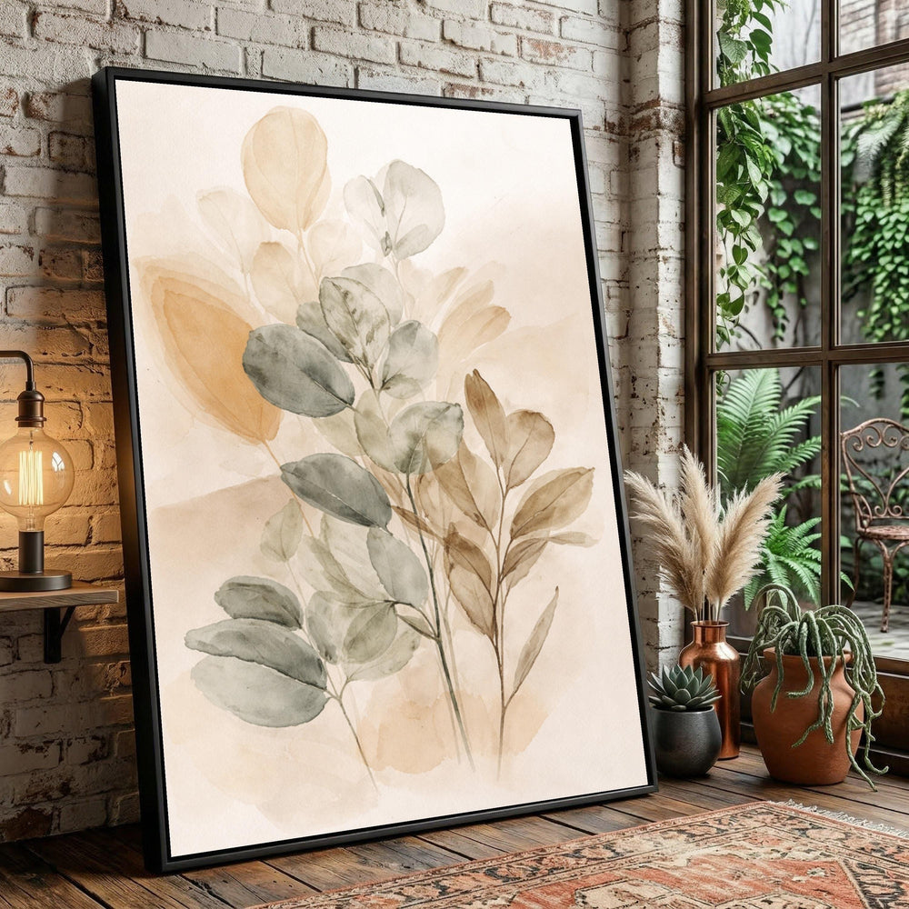 Neutral Botanical  Canvas, Earth Tone Plant Art, Minimalist Wall Decor