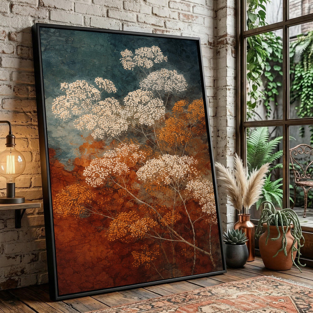 Autumn Wildflower Canvas Art, Earth Tone Botanical Print, Rustic Nature Wall Decor