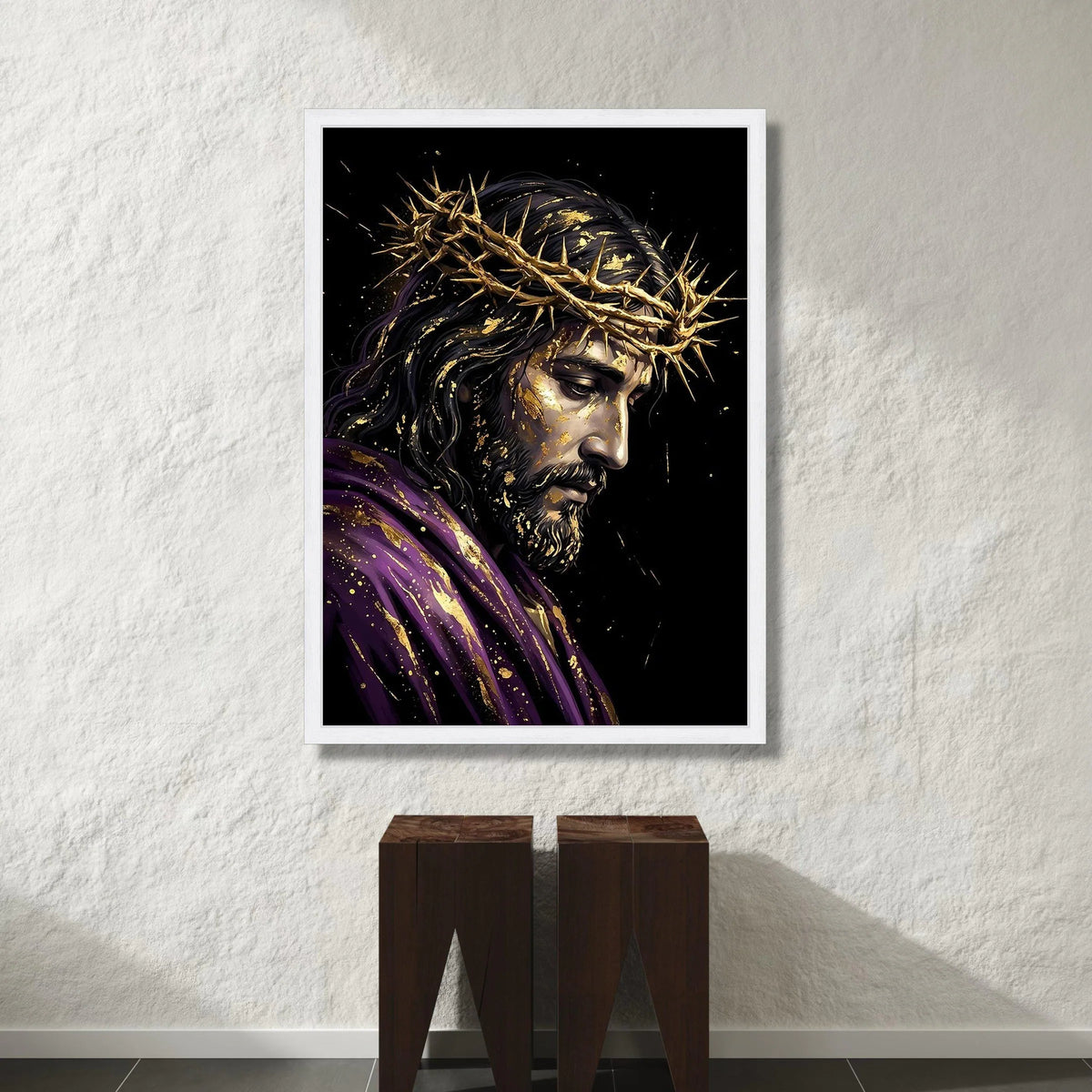 Jesus Christ Crown of Thorns Canvas, Religious Wall Art, Spiritual Portrait Canvas, Sacred Home Decoration, Inspirational Canvas Print Art