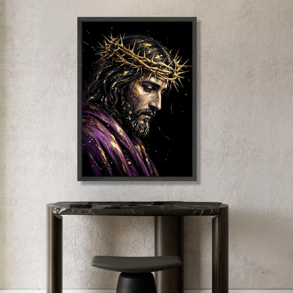 Jesus Christ Crown of Thorns Canvas, Religious Wall Art, Spiritual Portrait Canvas, Sacred Home Decoration, Inspirational Canvas Print Art