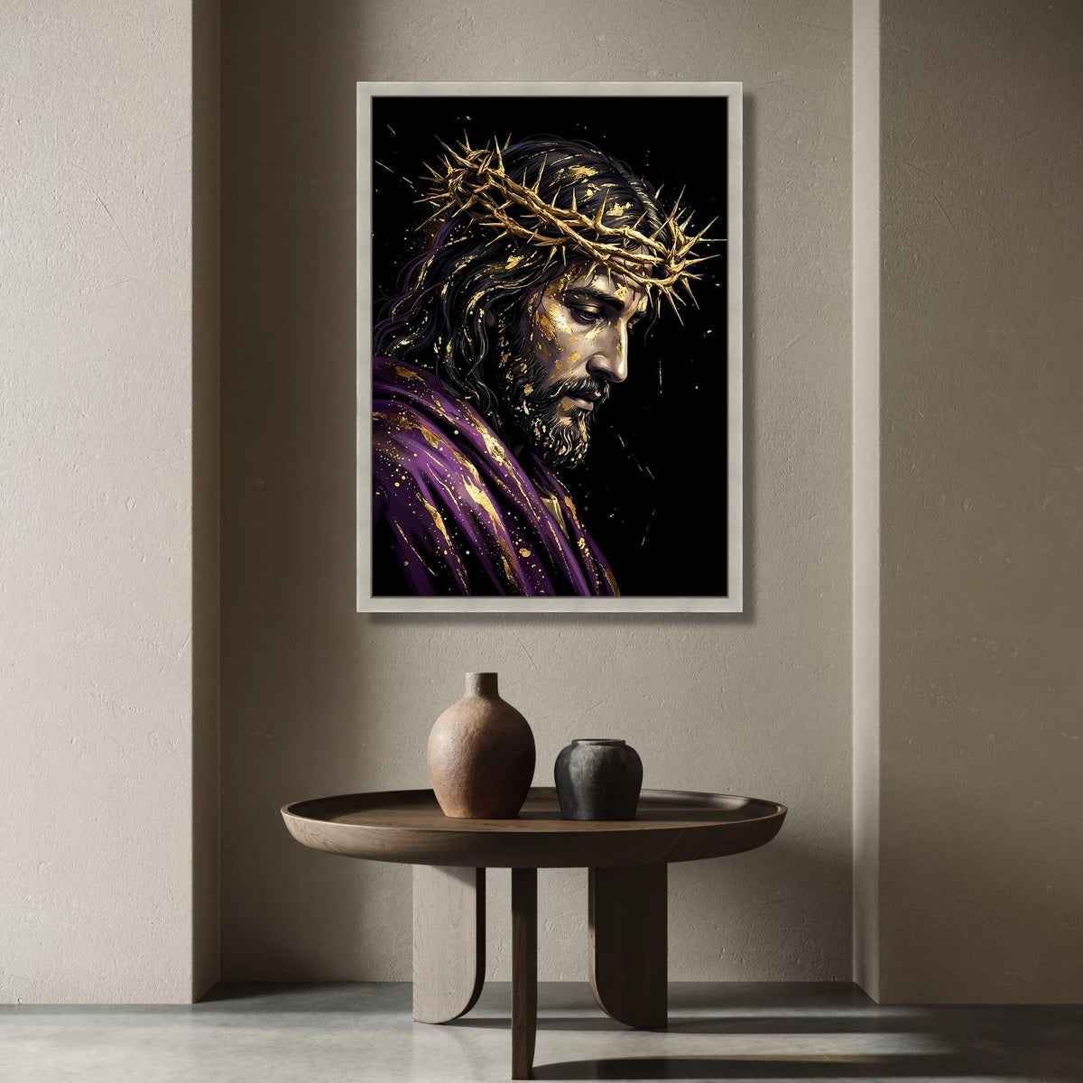 Jesus Christ Crown of Thorns Canvas, Religious Wall Art, Spiritual Portrait Canvas, Sacred Home Decoration, Inspirational Canvas Print Art