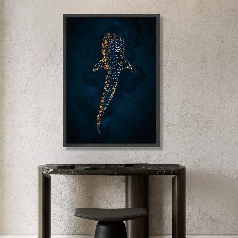 Abstract Whale Shark Canvas Wall Art, Ocean Animal Design, Marine Life Canvas, Deep Sea Illustration, Nautical Home Decor, Canvas Print Art