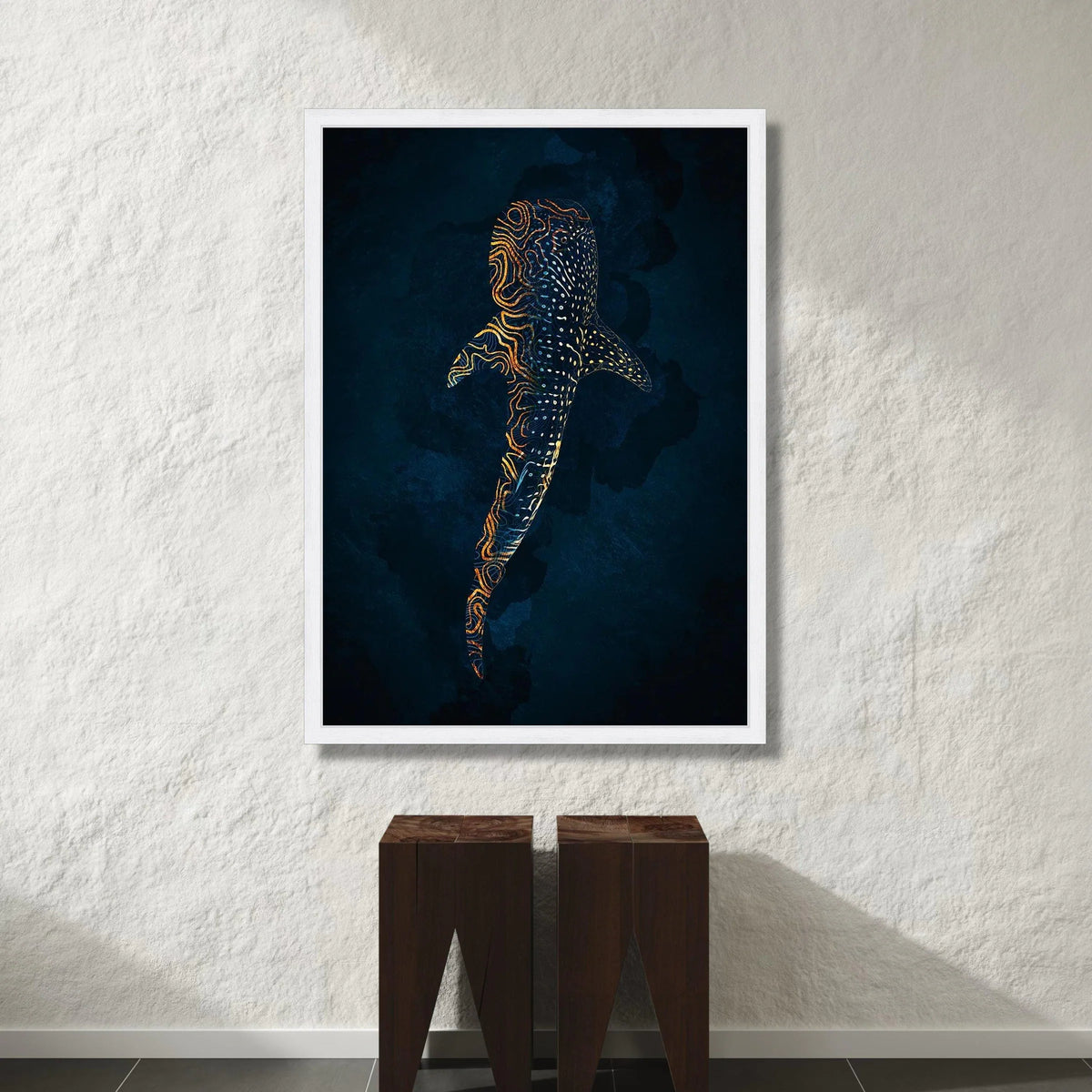 Abstract Whale Shark Canvas Wall Art, Ocean Animal Design, Marine Life Canvas, Deep Sea Illustration, Nautical Home Decor, Canvas Print Art