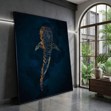 Abstract Whale Shark Canvas Wall Art, Ocean Animal Design, Marine Life Canvas, Deep Sea Illustration, Nautical Home Decor, Canvas Print Art