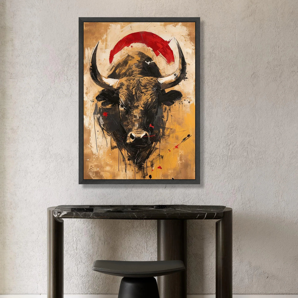 Majestic Bull Head Canvas, Abstract Animal Wall Art, Rustic Farmhouse Decoration, Bold Nature Canvas, Ready to Hang Artwork Canvas Print Art