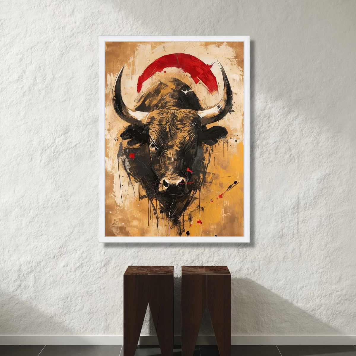 Majestic Bull Head Canvas, Abstract Animal Wall Art, Rustic Farmhouse Decoration, Bold Nature Canvas, Ready to Hang Artwork Canvas Print Art