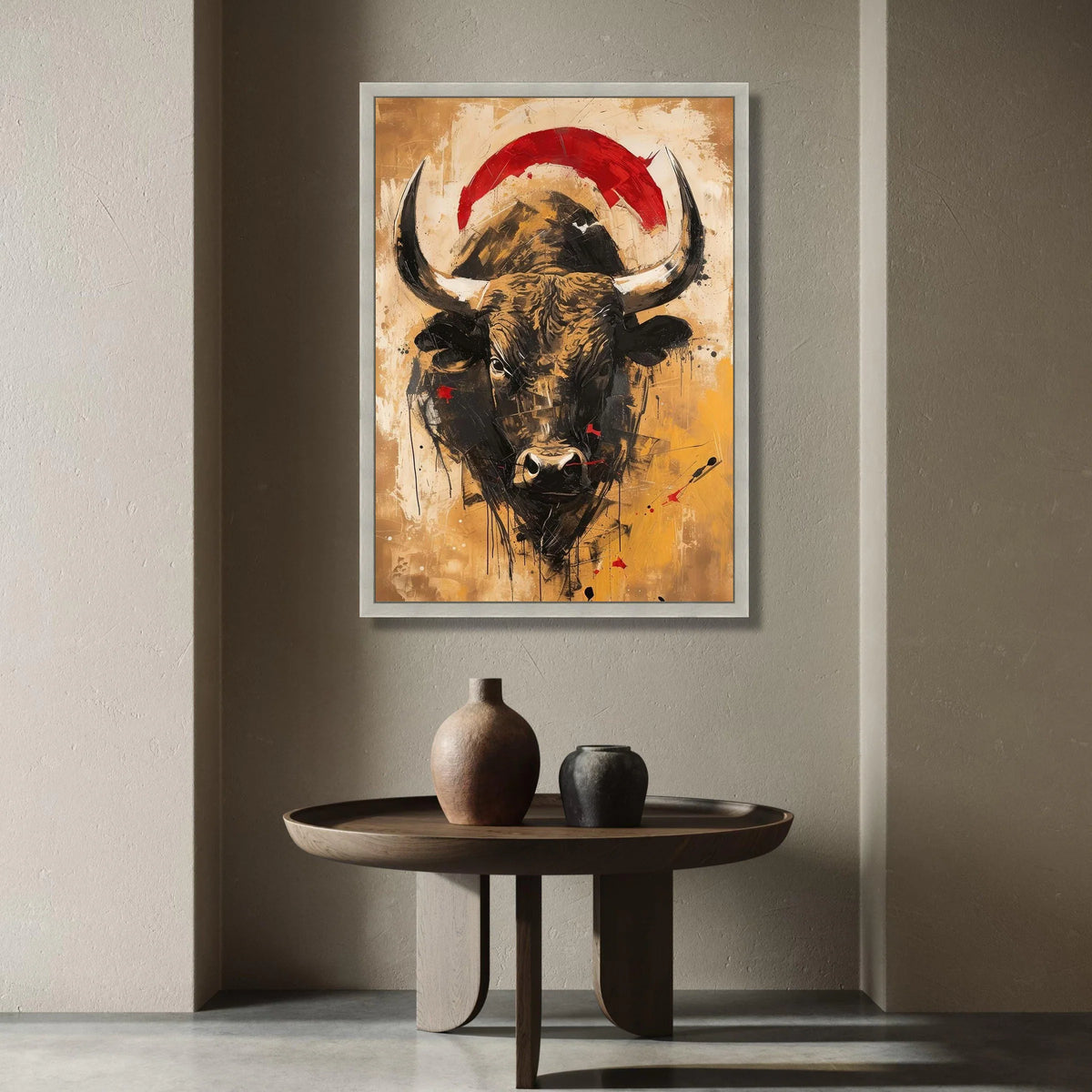 Majestic Bull Head Canvas, Abstract Animal Wall Art, Rustic Farmhouse Decoration, Bold Nature Canvas, Ready to Hang Artwork Canvas Print Art