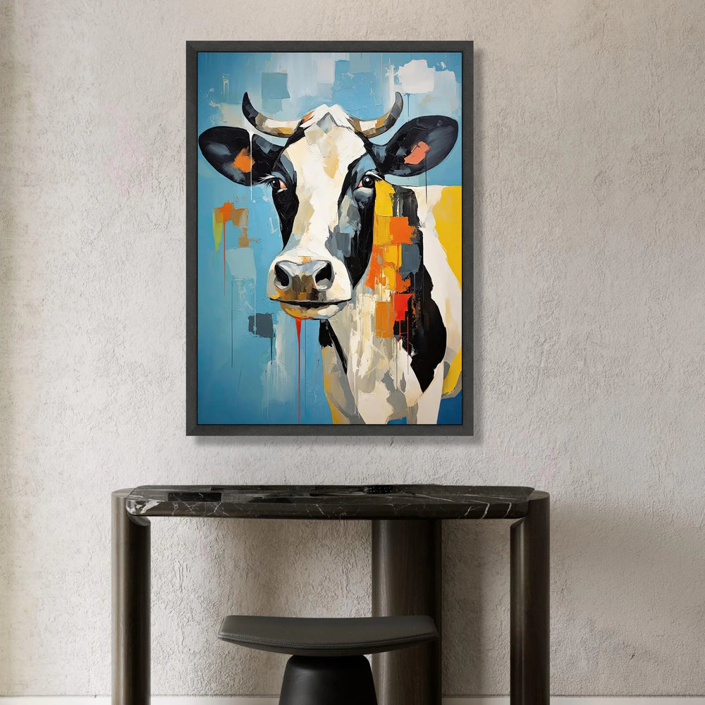 Modern Cow Portrait Canvas, Abstract Farm Animal Wall Art, Colorful Rustic Canvas, Contemporary Country Decor, Ready to Canvas Print Art
