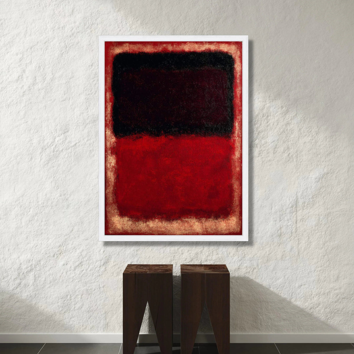 Bold Red and Black Abstract Canvas, Modern Minimalist Wall Art, Contemporary Expressionist Canvas, Vibrant Color Block Canvas Print Art