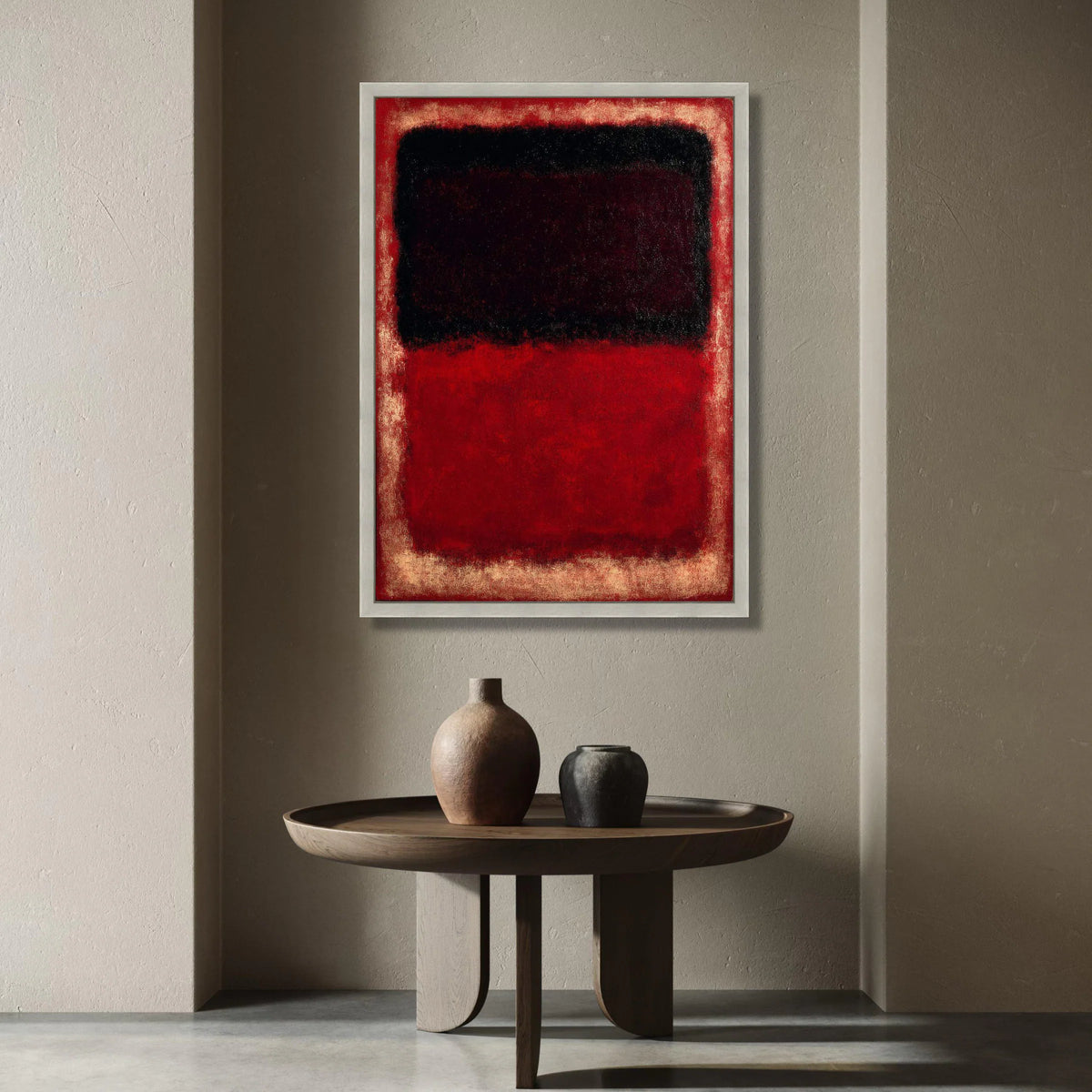Bold Red and Black Abstract Canvas, Modern Minimalist Wall Art, Contemporary Expressionist Canvas, Vibrant Color Block Canvas Print Art