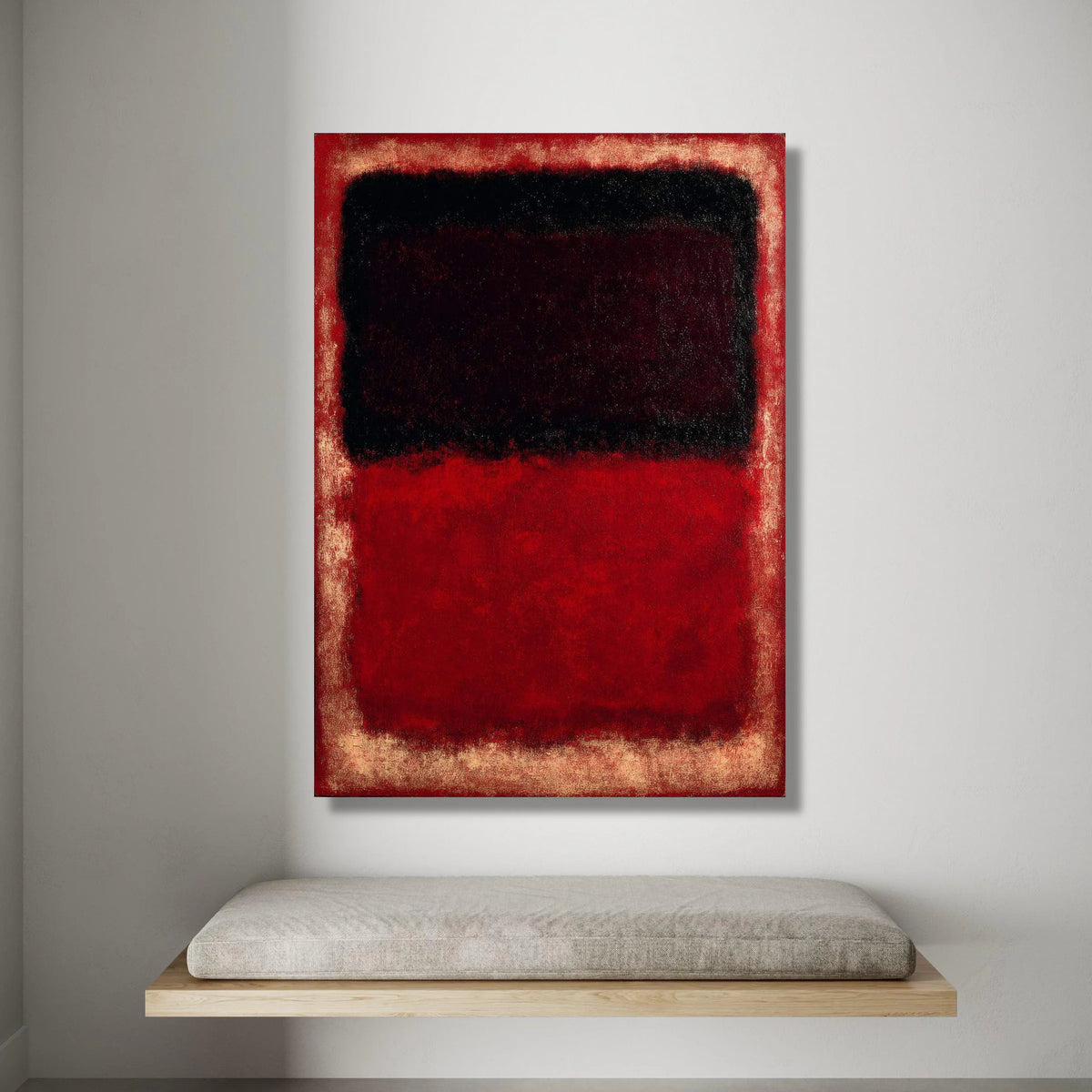 Bold Red and Black Abstract Canvas, Modern Minimalist Wall Art, Contemporary Expressionist Canvas, Vibrant Color Block Canvas Print Art
