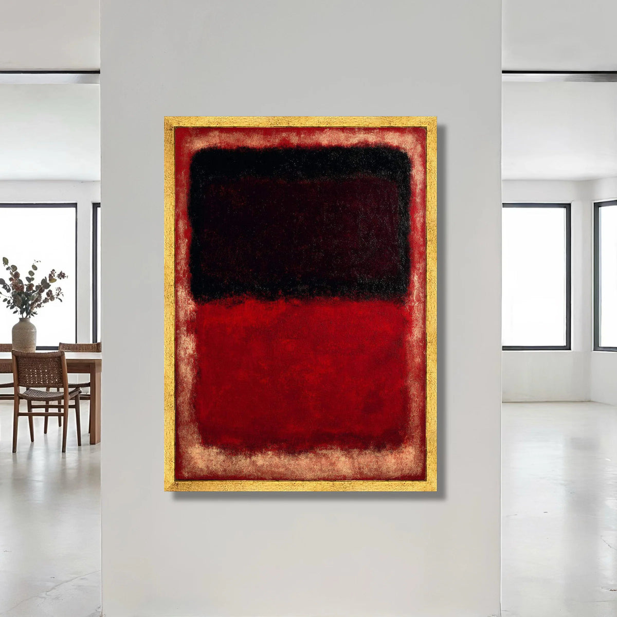 Bold Red and Black Abstract Canvas, Modern Minimalist Wall Art, Contemporary Expressionist Canvas, Vibrant Color Block Canvas Print Art