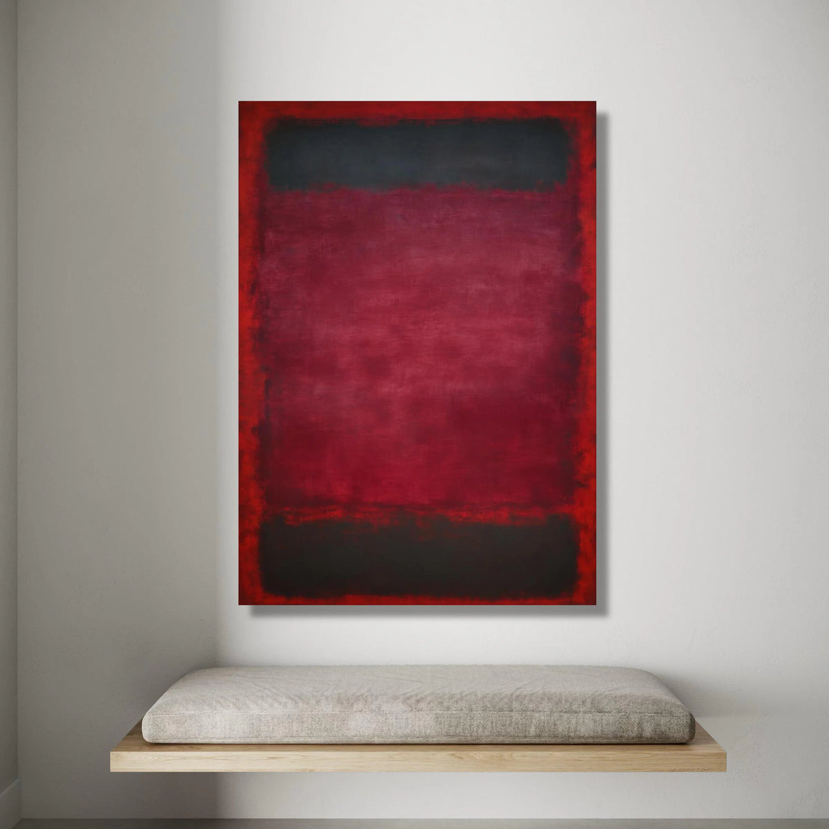 Bold Red and Black Abstract Canvas, Modern Minimalist Wall Art, Color Block Home Decoration, Contemporary Canvas Design, Canvas Print Art