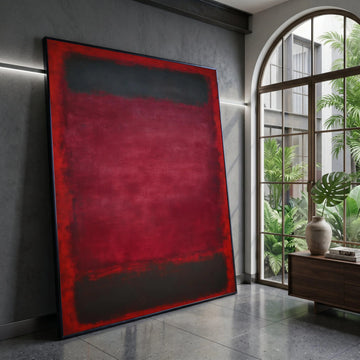 Bold Red and Black Abstract Canvas, Modern Minimalist Wall Art, Color Block Home Decoration, Contemporary Canvas Design, Canvas Print Art
