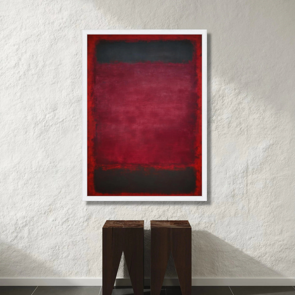 Bold Red and Black Abstract Canvas, Modern Minimalist Wall Art, Color Block Home Decoration, Contemporary Canvas Design, Canvas Print Art