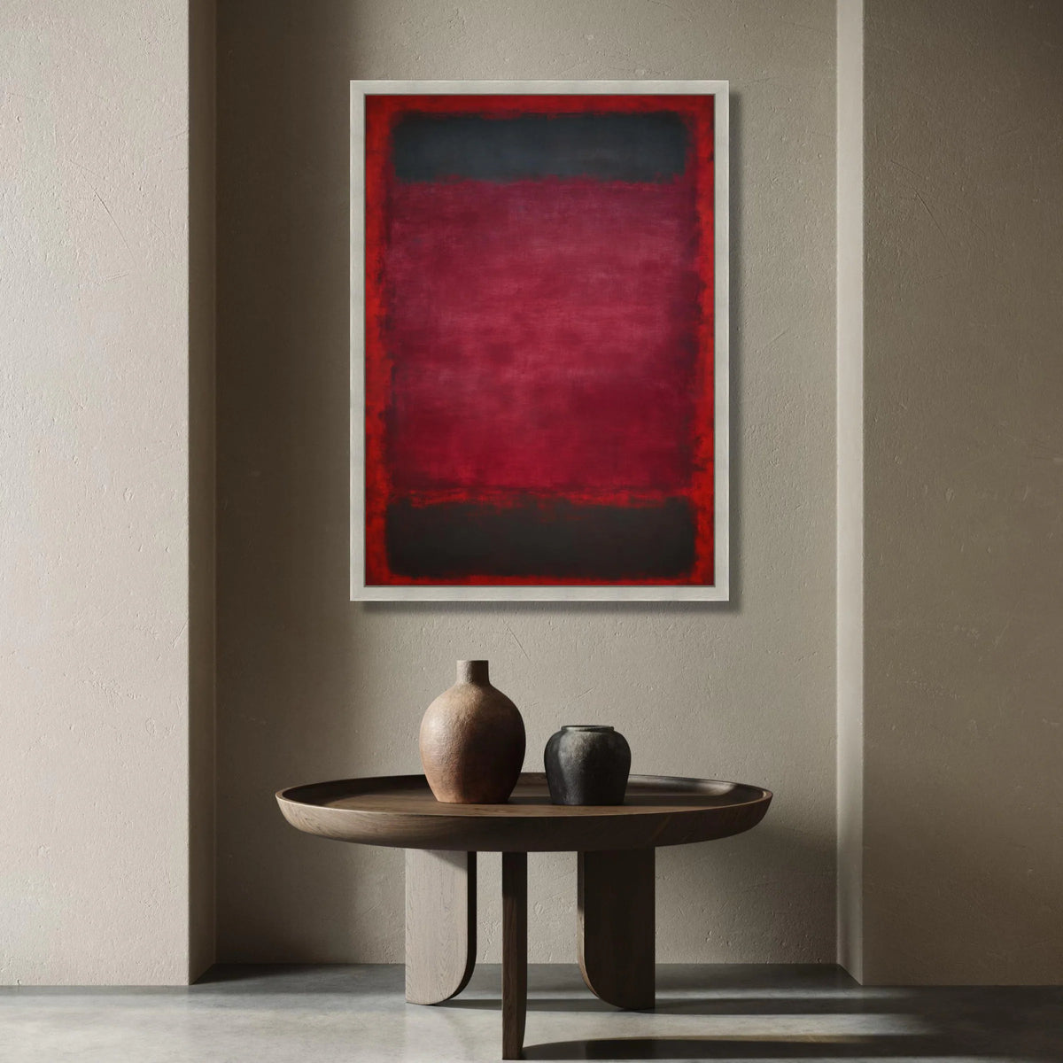 Bold Red and Black Abstract Canvas, Modern Minimalist Wall Art, Color Block Home Decoration, Contemporary Canvas Design, Canvas Print Art