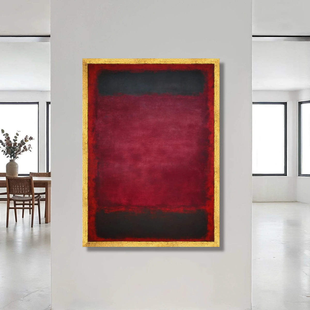 Bold Red and Black Abstract Canvas, Modern Minimalist Wall Art, Color Block Home Decoration, Contemporary Canvas Design, Canvas Print Art