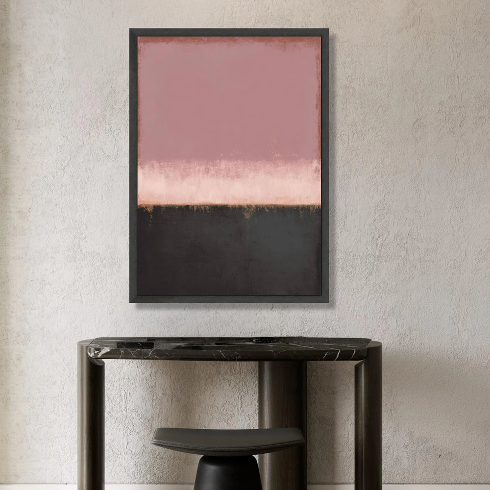 Modern Abstract Color Field Canvas, Soft Pink and Black Wall Art, Contemporary Minimalist Canvas, Elegant Home Decoration, Canvas Print Art