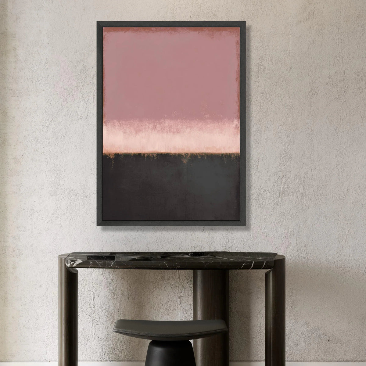 Modern Abstract Color Field Canvas, Soft Pink and Black Wall Art, Contemporary Minimalist Canvas, Elegant Home Decoration, Canvas Print Art
