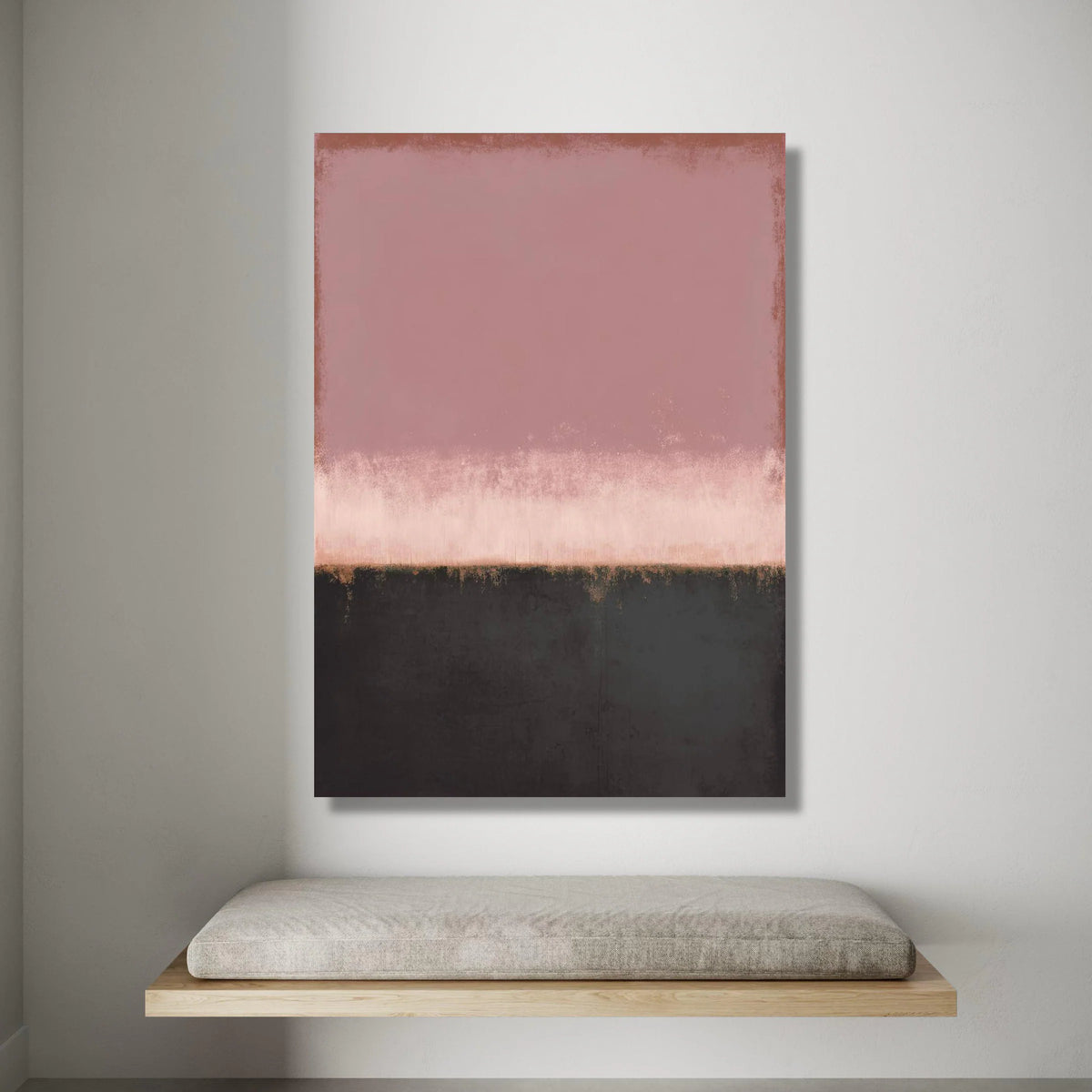 Modern Abstract Color Field Canvas, Soft Pink and Black Wall Art, Contemporary Minimalist Canvas, Elegant Home Decoration, Canvas Print Art