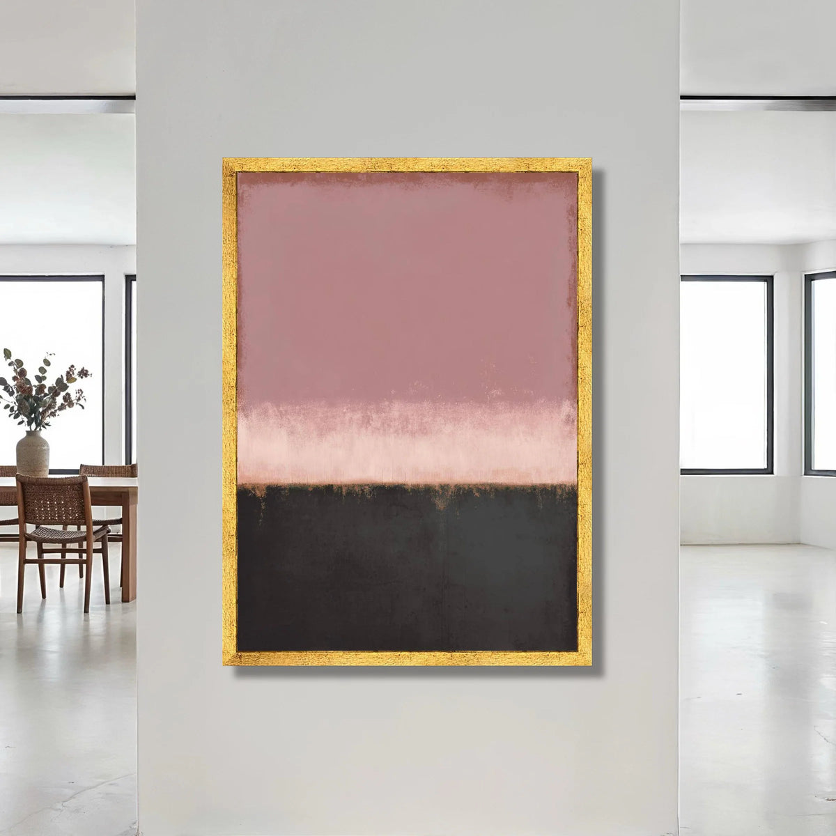 Modern Abstract Color Field Canvas, Soft Pink and Black Wall Art, Contemporary Minimalist Canvas, Elegant Home Decoration, Canvas Print Art