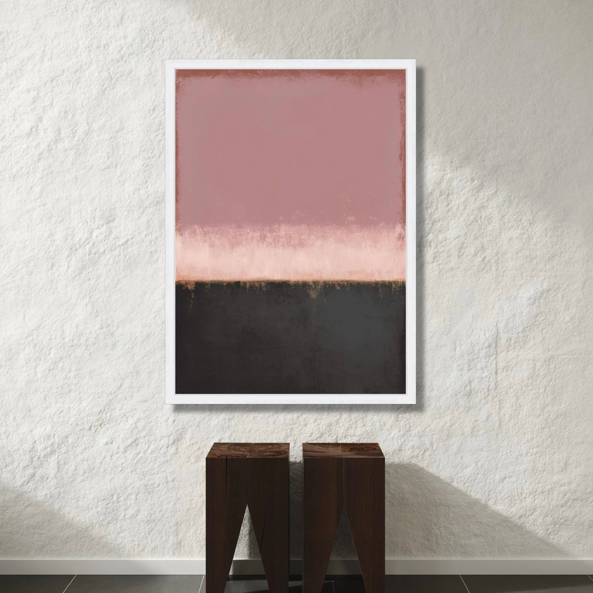 Modern Abstract Color Field Canvas, Soft Pink and Black Wall Art, Contemporary Minimalist Canvas, Elegant Home Decoration, Canvas Print Art