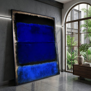 Deep Blue and Black Modern Canvas, Abstract Expressionism Wall Art, Contemporary Blue Painting, Color Field Canvas, Home Canvas Print Art