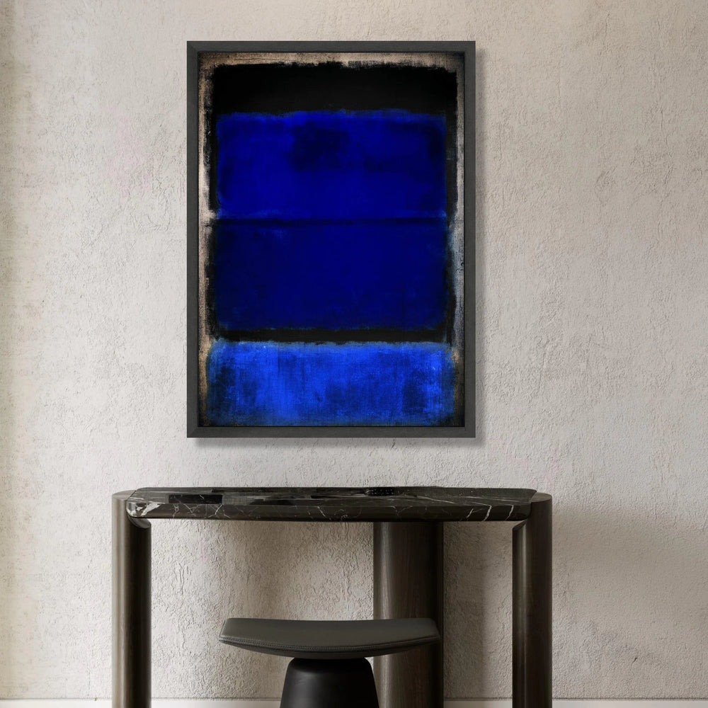 Deep Blue and Black Modern Canvas, Abstract Expressionism Wall Art, Contemporary Blue Painting, Color Field Canvas, Home Canvas Print Art