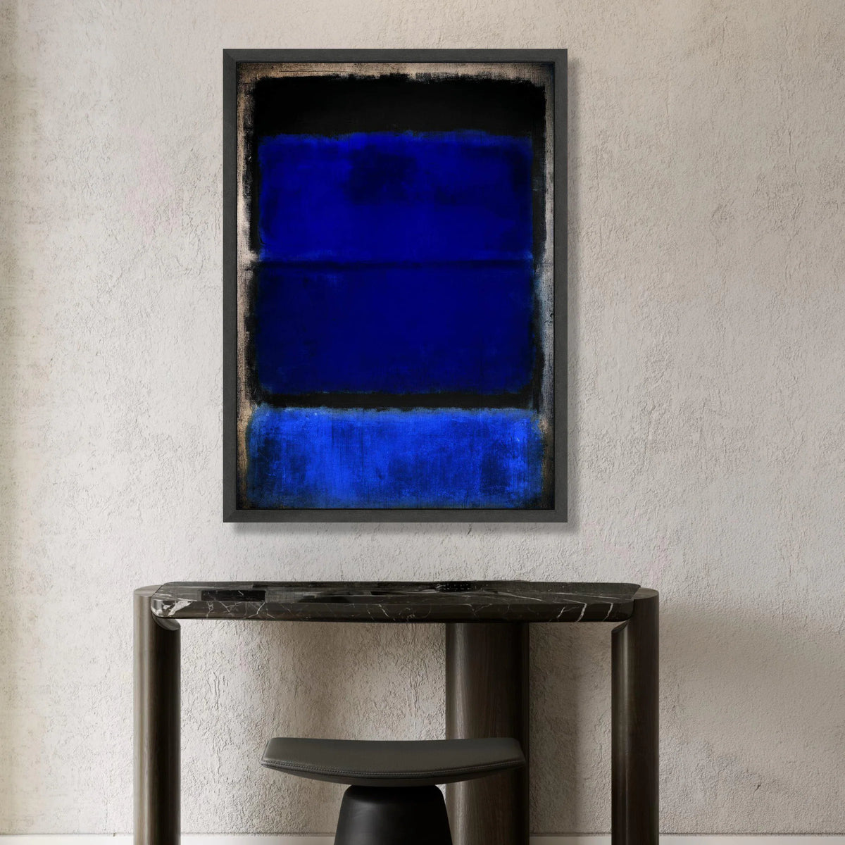 Deep Blue and Black Modern Canvas, Abstract Expressionism Wall Art, Contemporary Blue Painting, Color Field Canvas, Home Canvas Print Art