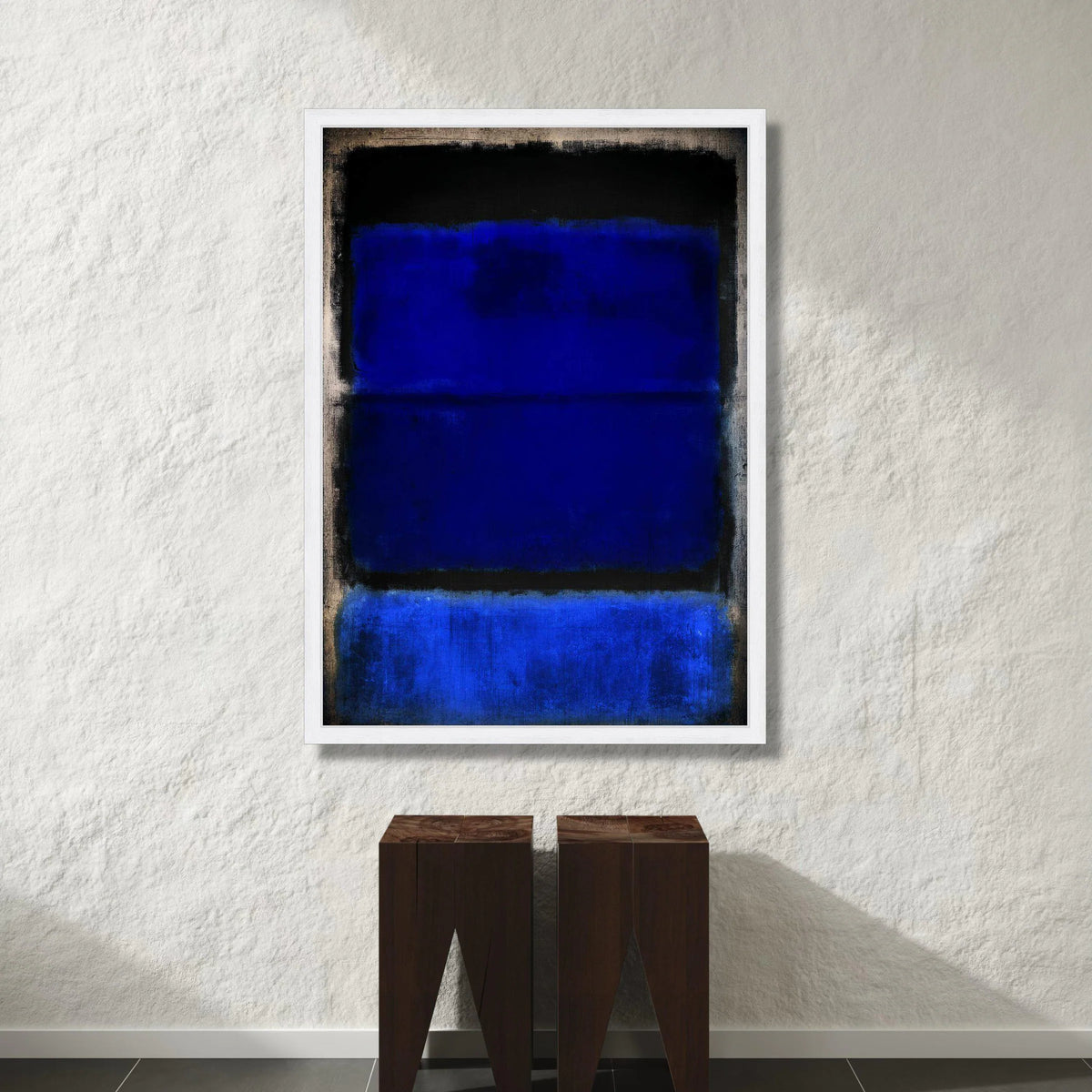 Deep Blue and Black Modern Canvas, Abstract Expressionism Wall Art, Contemporary Blue Painting, Color Field Canvas, Home Canvas Print Art