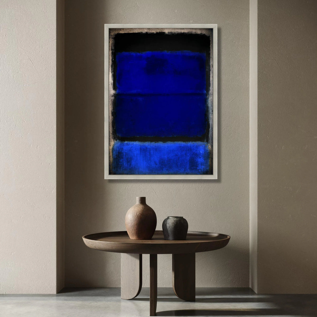 Deep Blue and Black Modern Canvas, Abstract Expressionism Wall Art, Contemporary Blue Painting, Color Field Canvas, Home Canvas Print Art