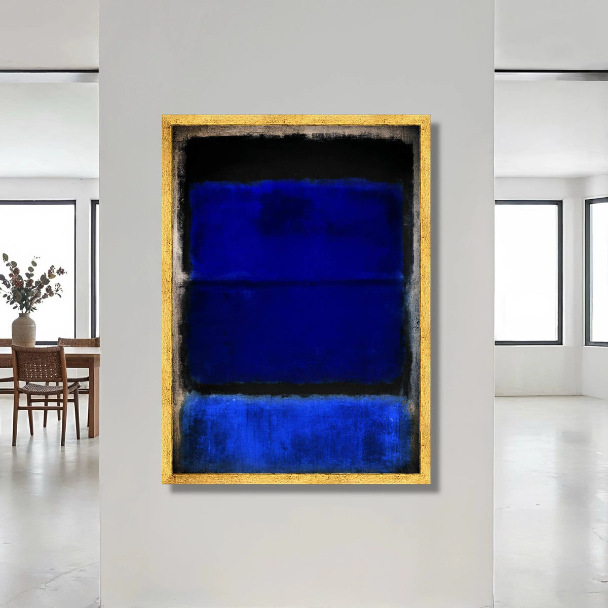 Deep Blue and Black Modern Canvas, Abstract Expressionism Wall Art, Contemporary Blue Painting, Color Field Canvas, Home Canvas Print Art