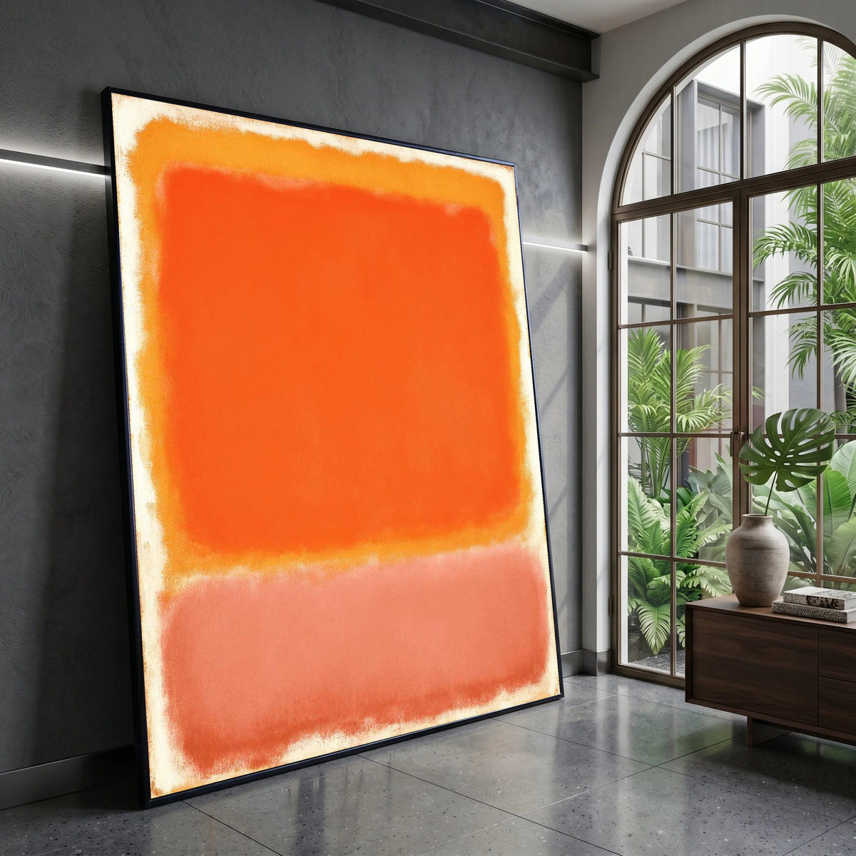Bold Abstract Color Block Canvas, Orange and Coral Wall Art, Modern Minimalist Canvas, Contemporary Home Decoration Canvas Print Art
