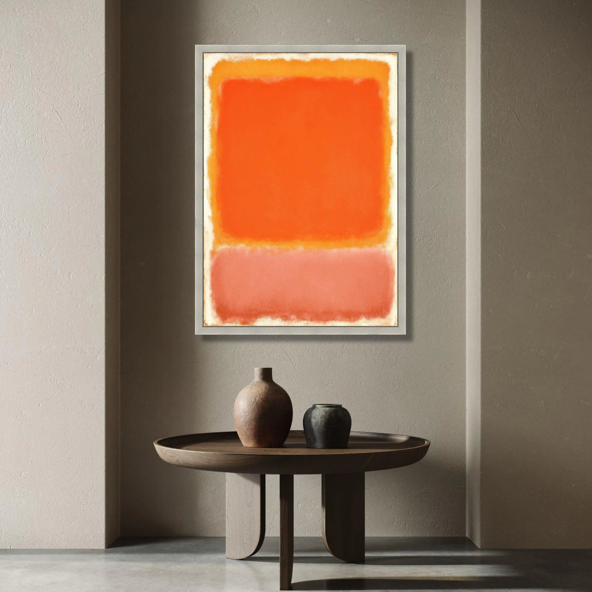 Bold Abstract Color Block Canvas, Orange and Coral Wall Art, Modern Minimalist Canvas, Contemporary Home Decoration Canvas Print Art