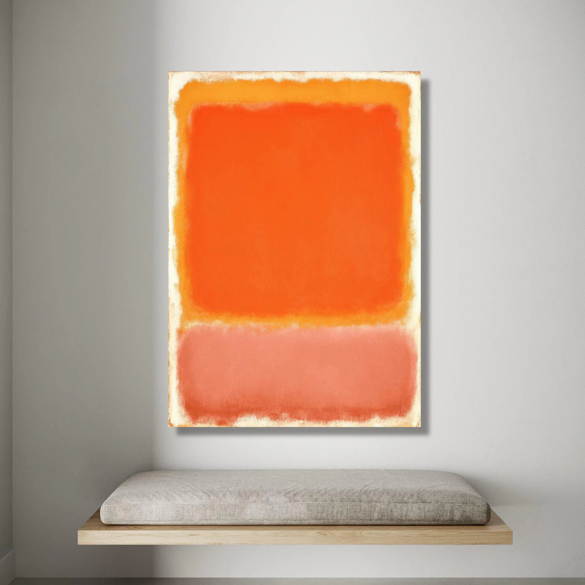 Bold Abstract Color Block Canvas, Orange and Coral Wall Art, Modern Minimalist Canvas, Contemporary Home Decoration Canvas Print Art