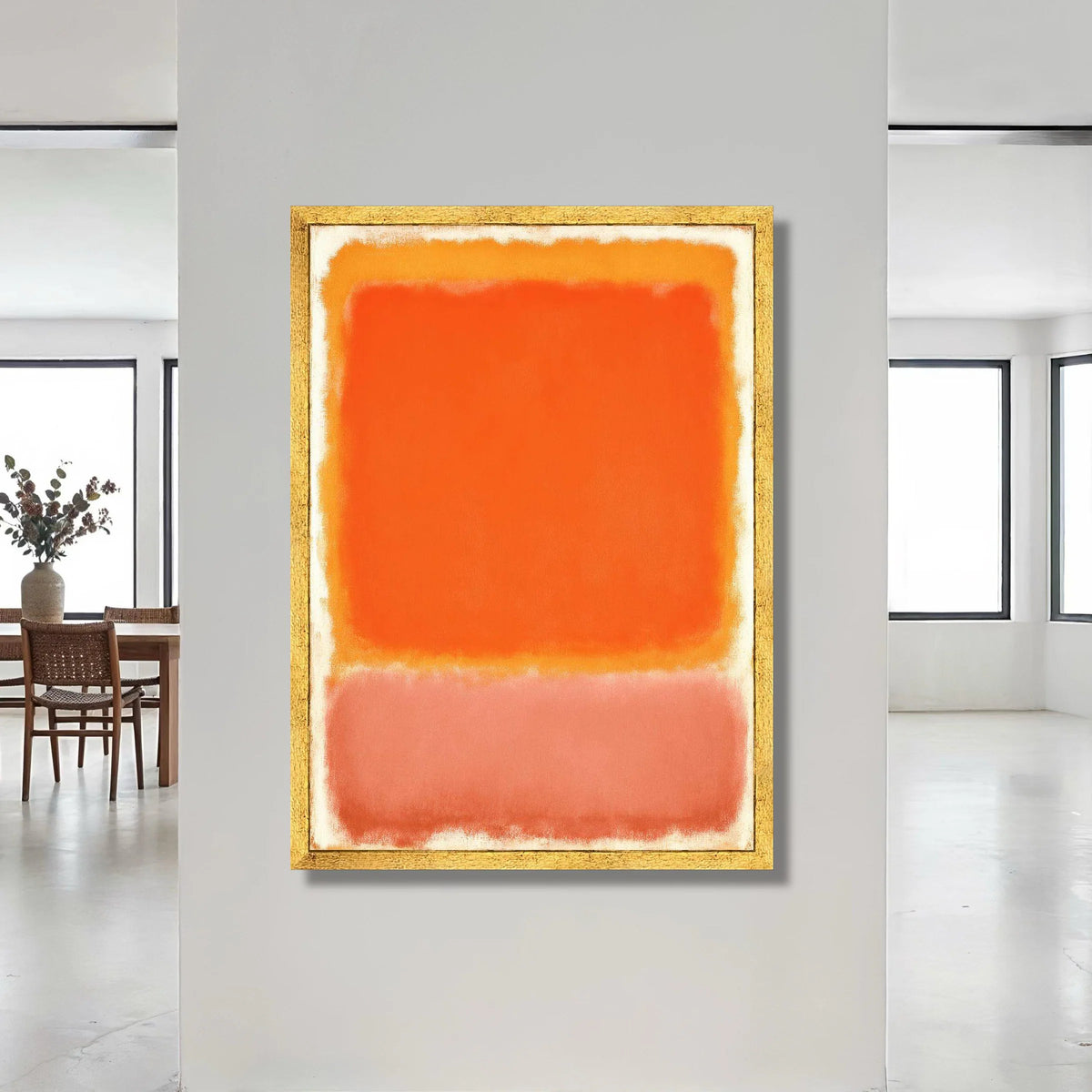 Bold Abstract Color Block Canvas, Orange and Coral Wall Art, Modern Minimalist Canvas, Contemporary Home Decoration Canvas Print Art