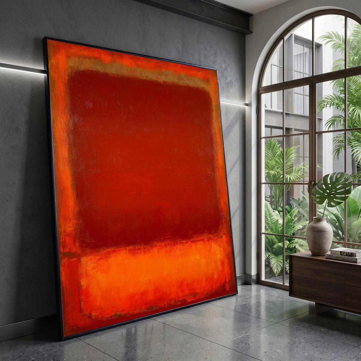Bold Red and Orange Abstract Canvas, Modern Color Block Wall Art, Minimalist Home Decor, Vibrant Contemporary Canvas, Canvas Print Art