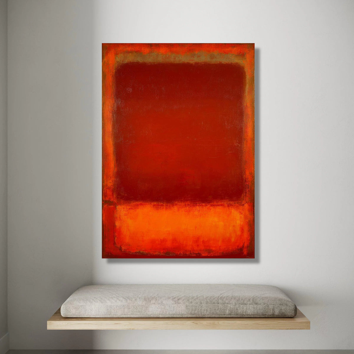 Bold Red and Orange Abstract Canvas, Modern Color Block Wall Art, Minimalist Home Decor, Vibrant Contemporary Canvas, Canvas Print Art