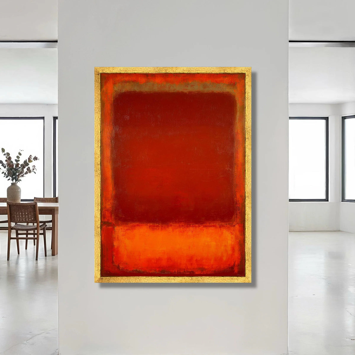 Bold Red and Orange Abstract Canvas, Modern Color Block Wall Art, Minimalist Home Decor, Vibrant Contemporary Canvas, Canvas Print Art