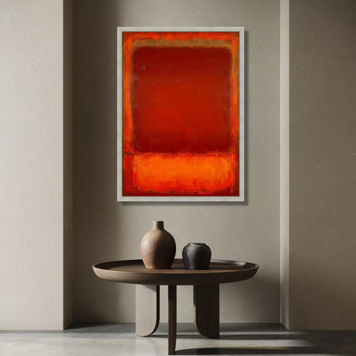 Bold Red and Orange Abstract Canvas, Modern Color Block Wall Art, Minimalist Home Decor, Vibrant Contemporary Canvas, Canvas Print Art