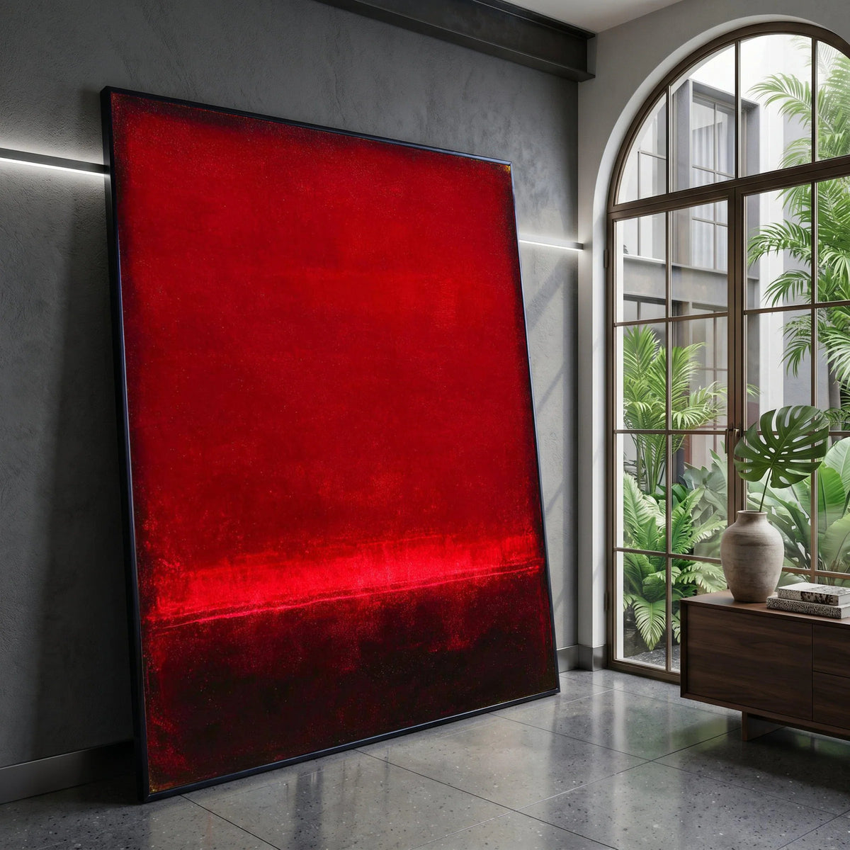 Bold Red Abstract Canvas Wall Art, Modern Minimalist Painting, Vibrant Color Block Canvas, Contemporary Home Decoration Canvas Print Art