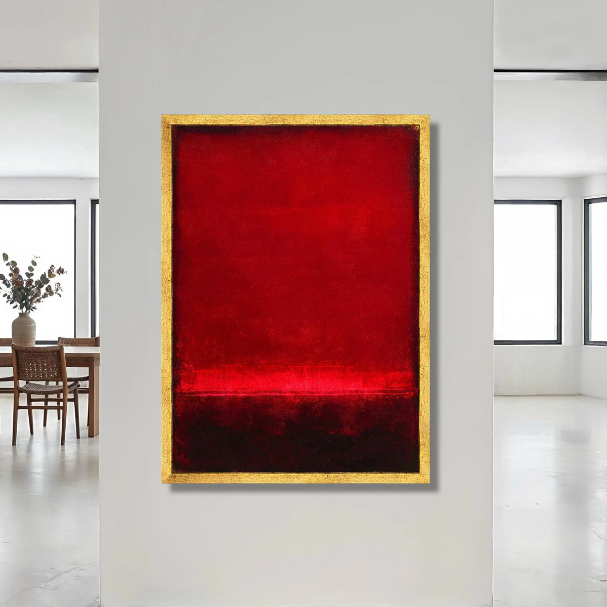 Bold Red Abstract Canvas Wall Art, Modern Minimalist Painting, Vibrant Color Block Canvas, Contemporary Home Decoration Canvas Print Art