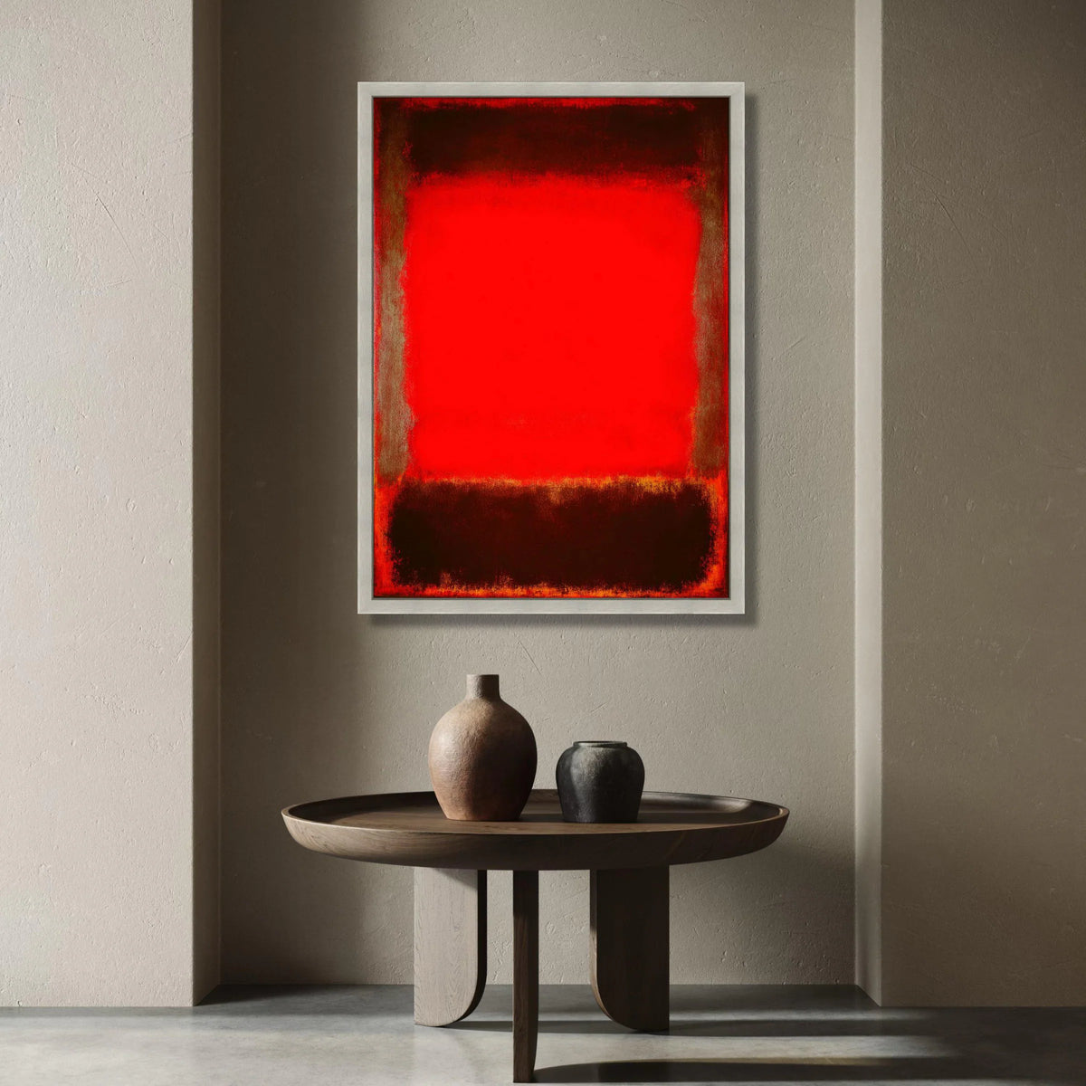 Bold Red and Black Abstract Canvas Wall Art, Modern Minimalist Canvas, Large Color Field Painting, Vibrant Home Decoration Canvas Print Art