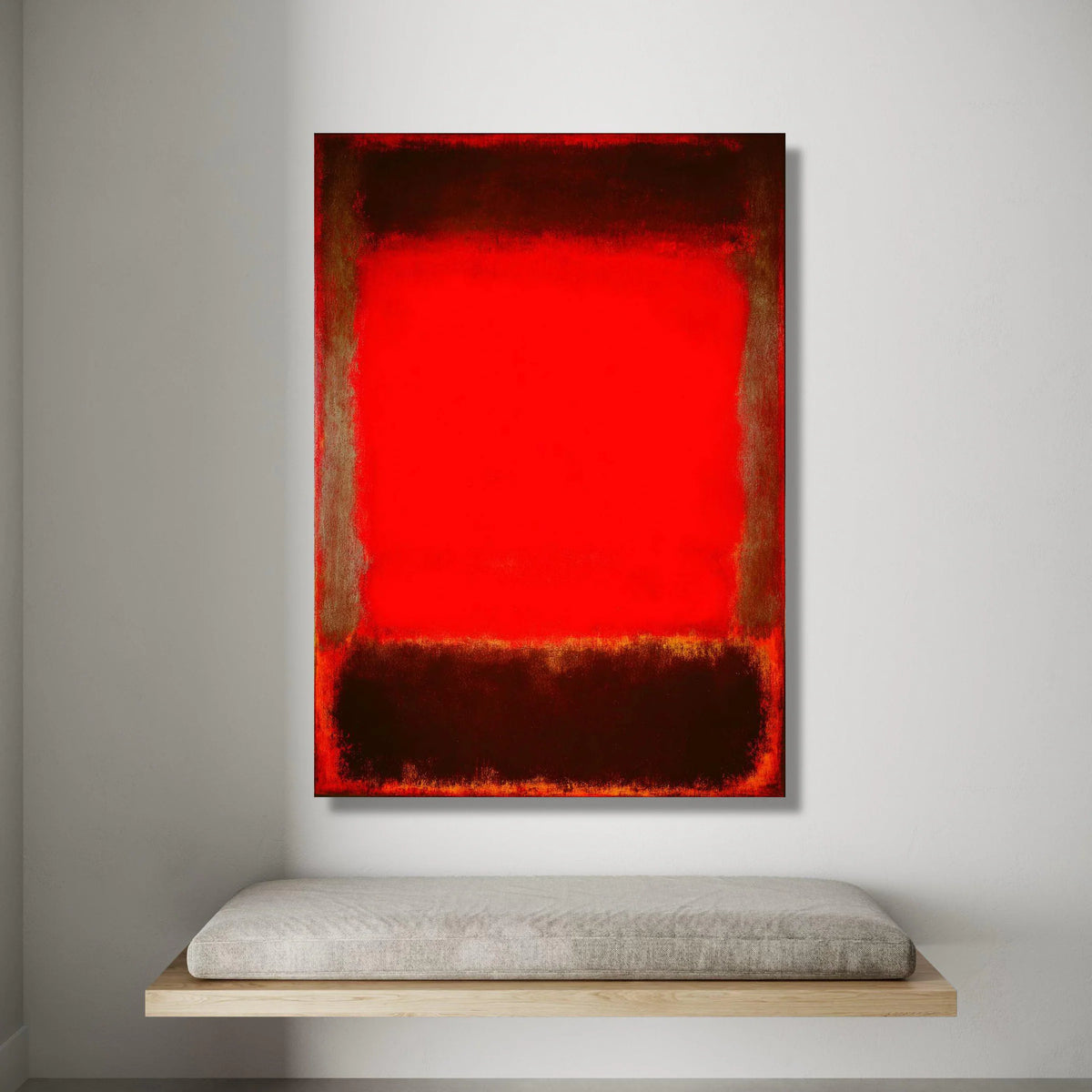 Bold Red and Black Abstract Canvas Wall Art, Modern Minimalist Canvas, Large Color Field Painting, Vibrant Home Decoration Canvas Print Art
