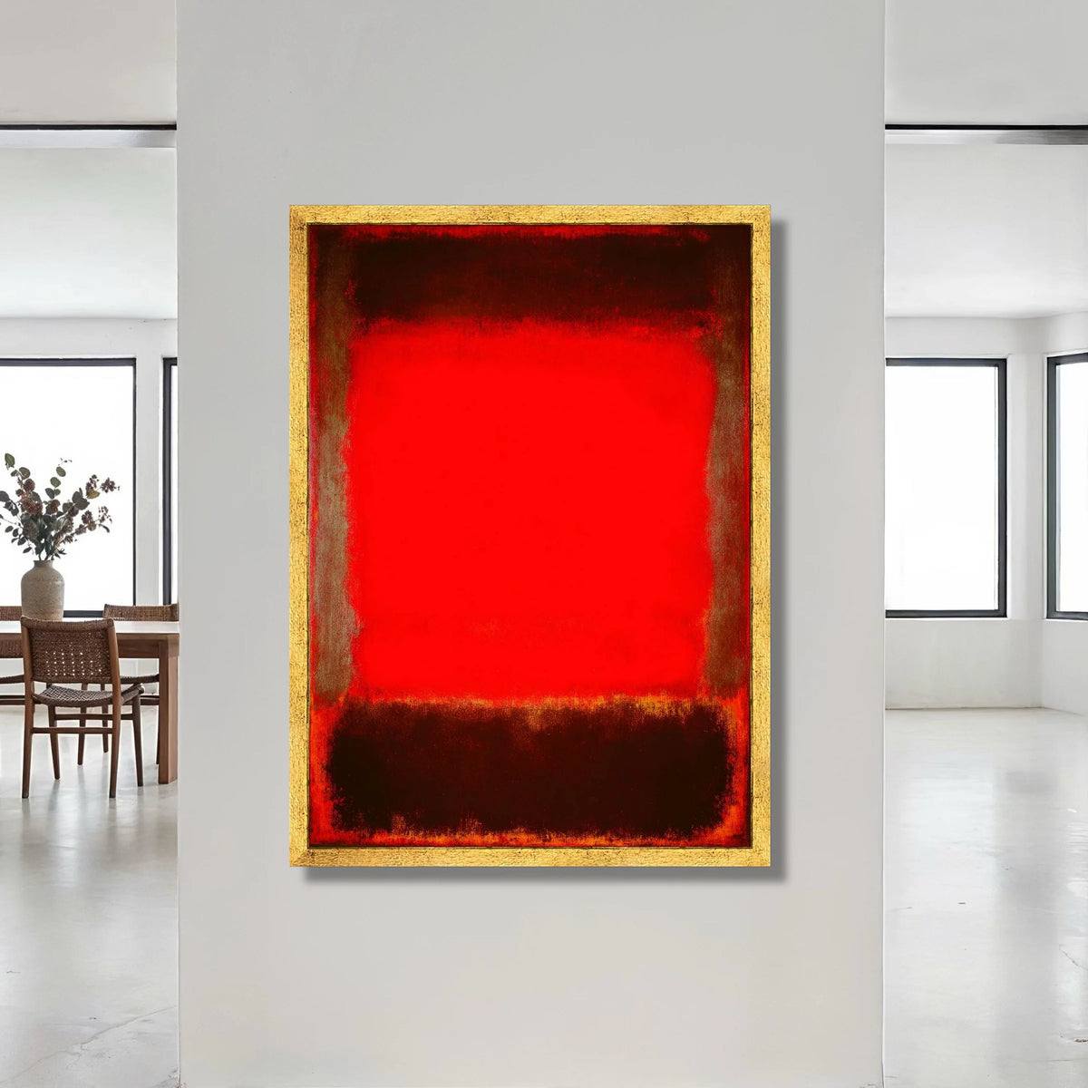 Bold Red and Black Abstract Canvas Wall Art, Modern Minimalist Canvas, Large Color Field Painting, Vibrant Home Decoration Canvas Print Art