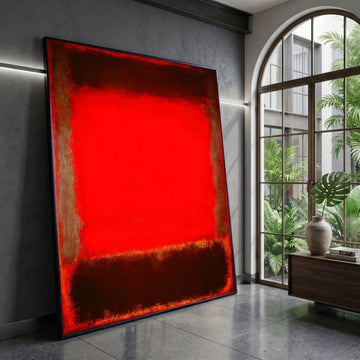 Bold Red and Black Abstract Canvas Wall Art, Modern Minimalist Canvas, Large Color Field Painting, Vibrant Home Decoration Canvas Print Art