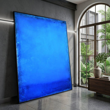 Deep Blue Abstract Canvas Art, Modern Minimalist Wall Decor, Vibrant Blue Gradient Canvas, Contemporary Home Decoration Canvas Print Art