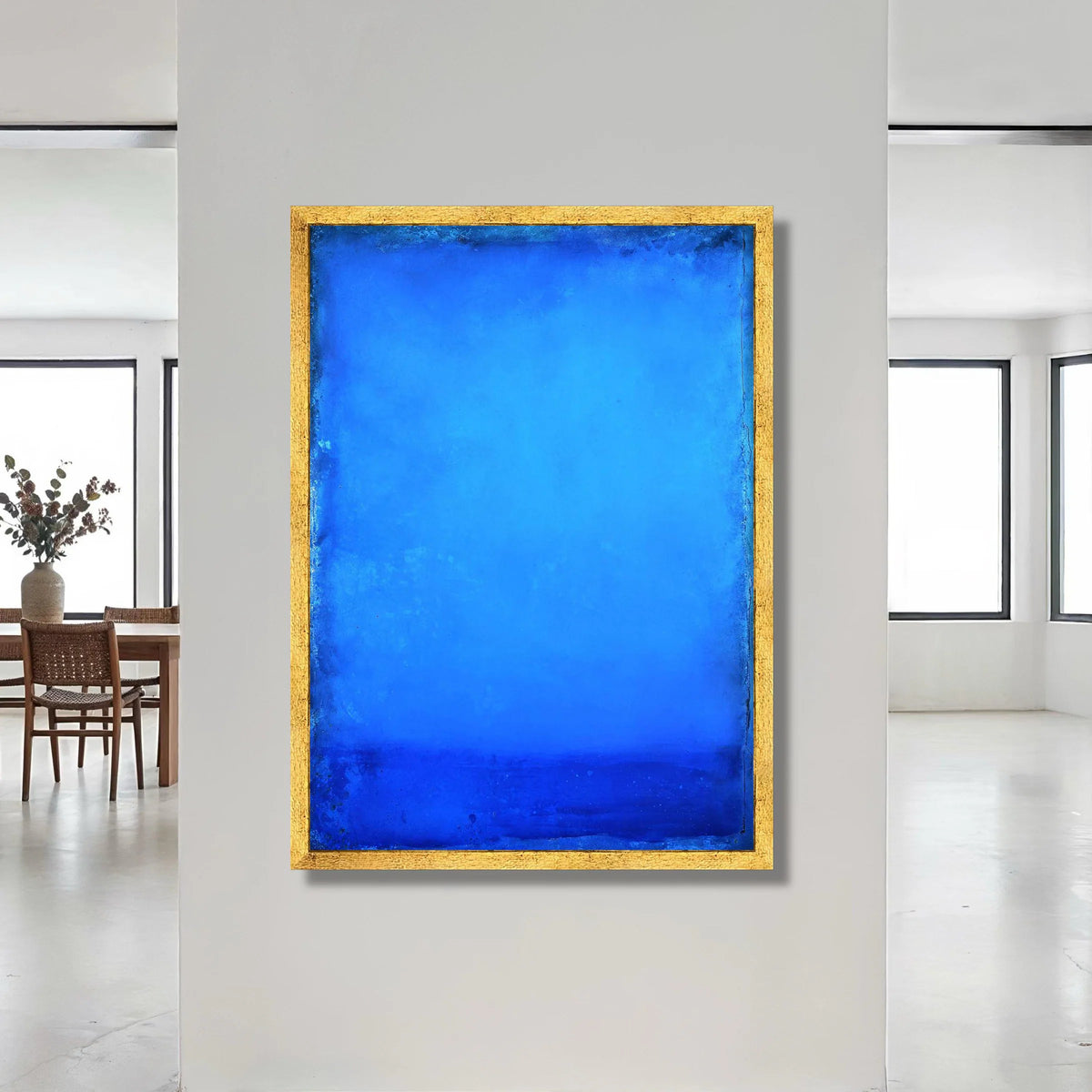 Deep Blue Abstract Canvas Art, Modern Minimalist Wall Decor, Vibrant Blue Gradient Canvas, Contemporary Home Decoration Canvas Print Art